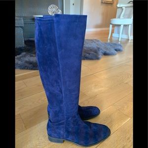Stuart Weitzman Boots Blue Suede 9.5 New